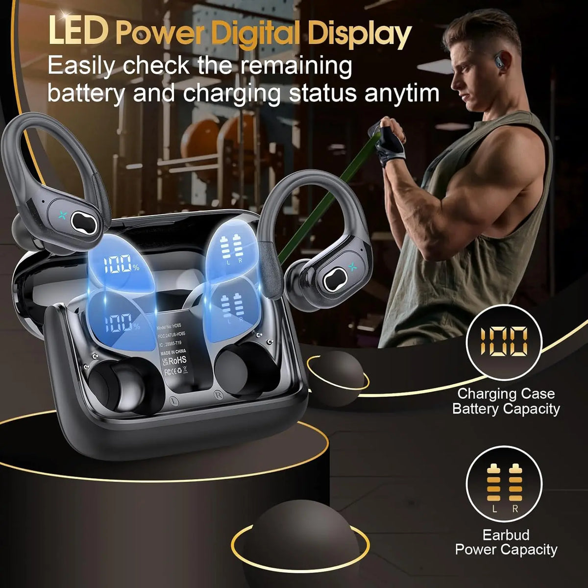GDLYL HD65 TWS Wireless Bluetooth Earbuds With LED Display