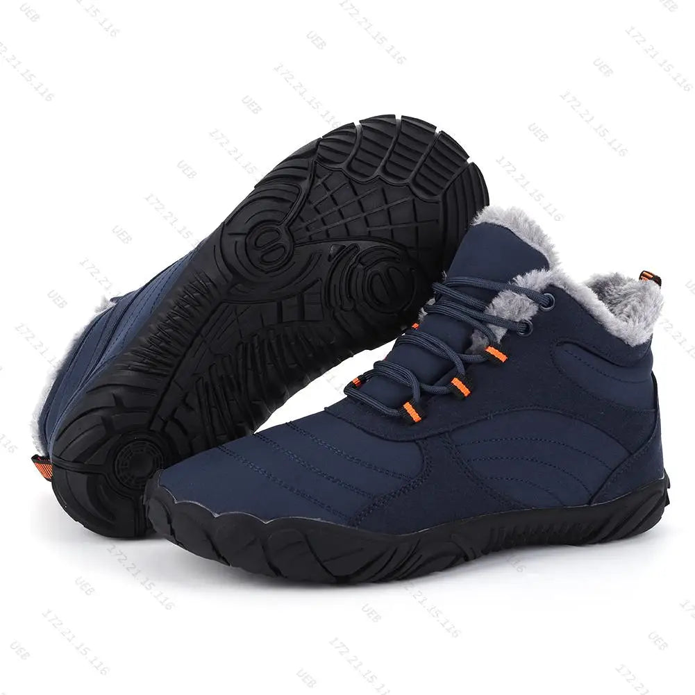 Warm Hike Shoes Non-Slip Waterproof Warm Fur Lined for Women Men (Dark Blue 42)