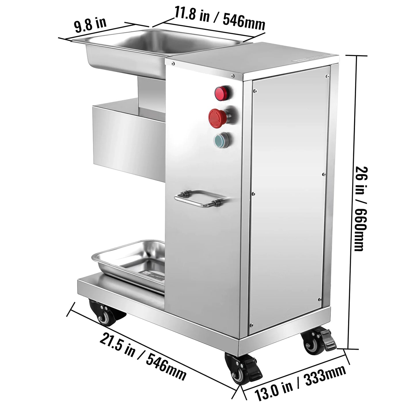 SucceBuy 500Kg/H Electric Meat Slicer 750W Commercial Meat Cutter 3mm Stainless Steel Blade Food Cutting Slicing Kitchen Machine