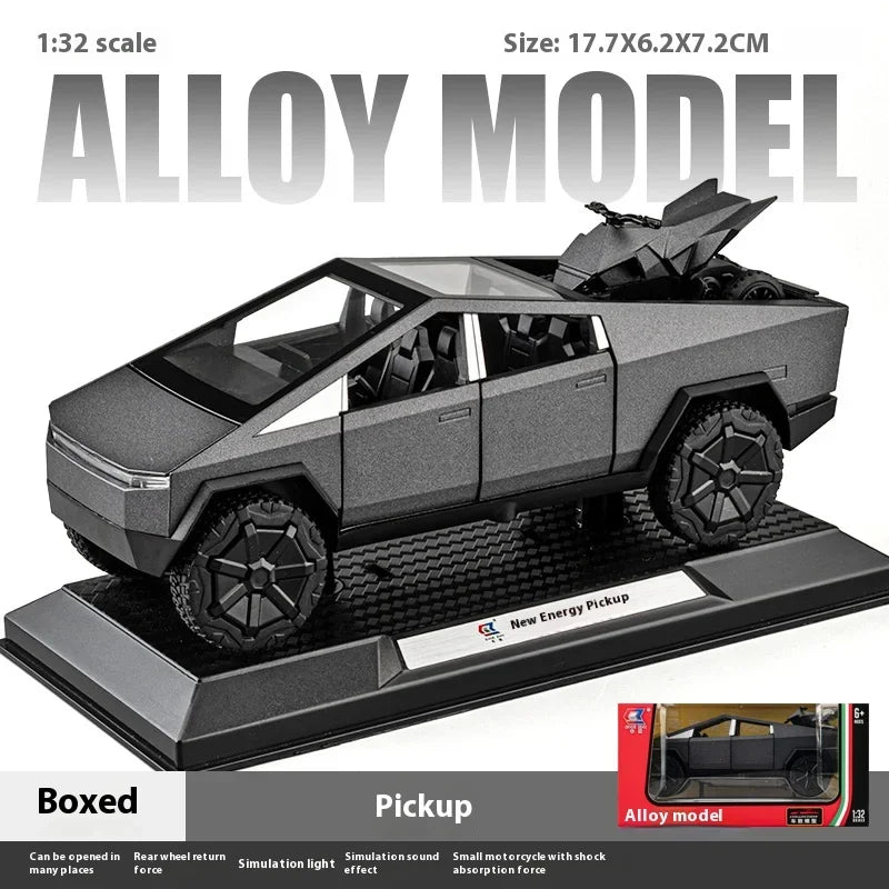 Cyber Truck Pickup Trailer RV Metal Alloy Toy Car Model Die-Casting Off-Road Vehicle Men's Gift Collection Truck Ornaments