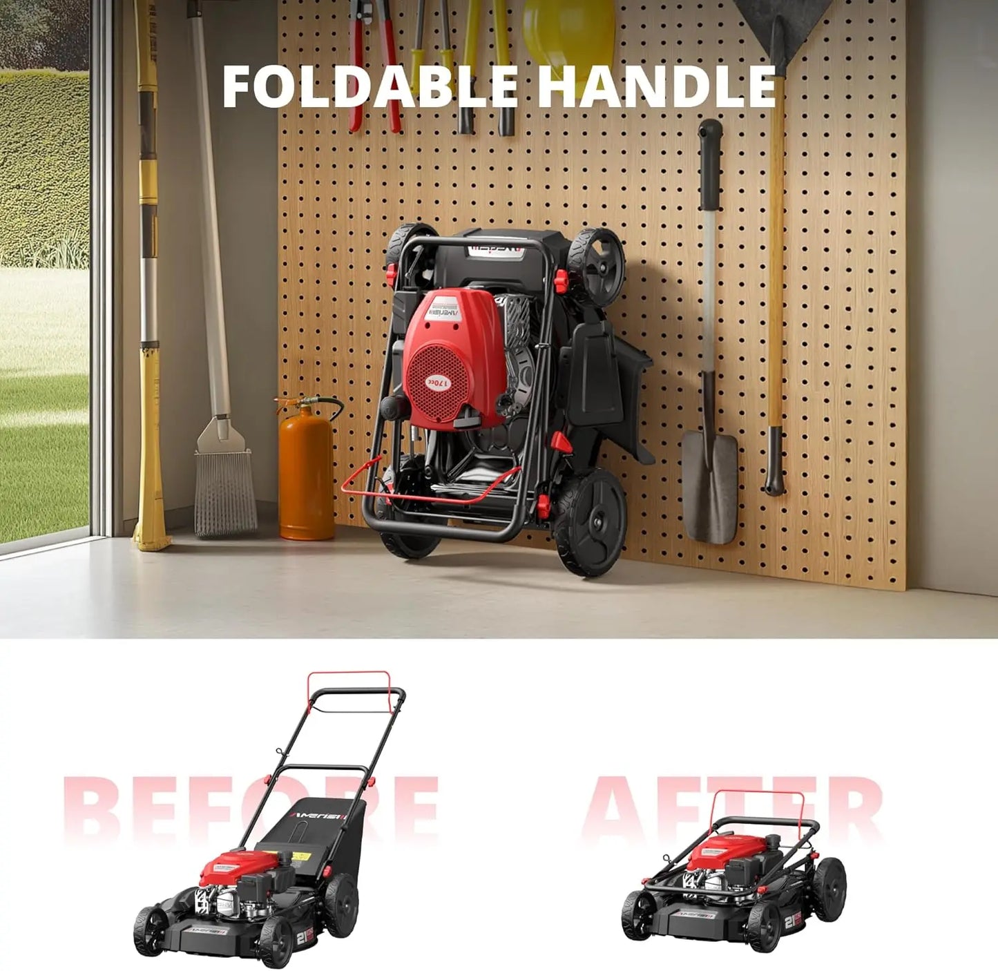 Self Propelled Gas Lawn Mower 170cc 3-In-1 Cutting