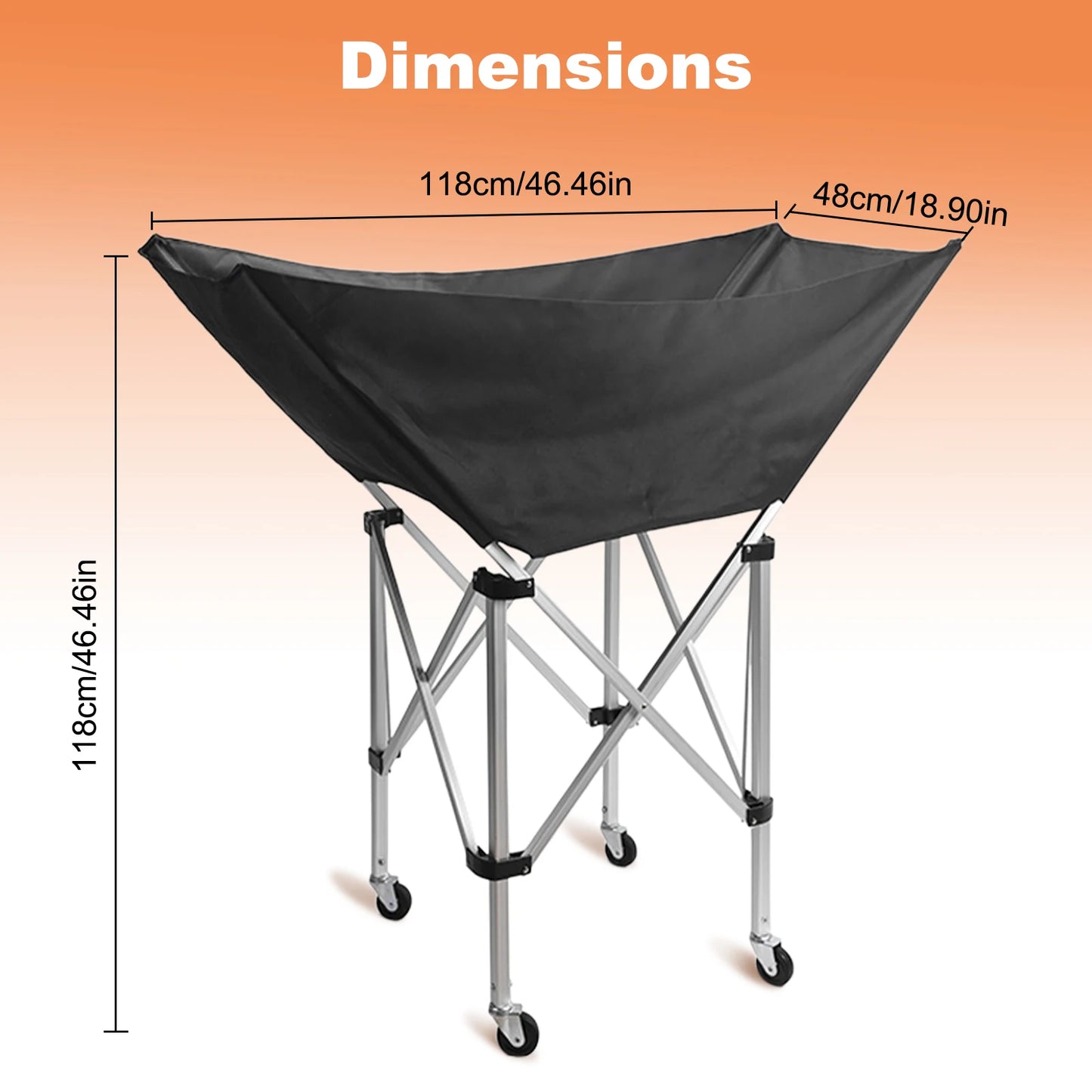 Collapsible Hammock Ball Cart with Wheels Volleyball Cart Volleyball Training Equipment Ball Holder for Volleyball Basketball