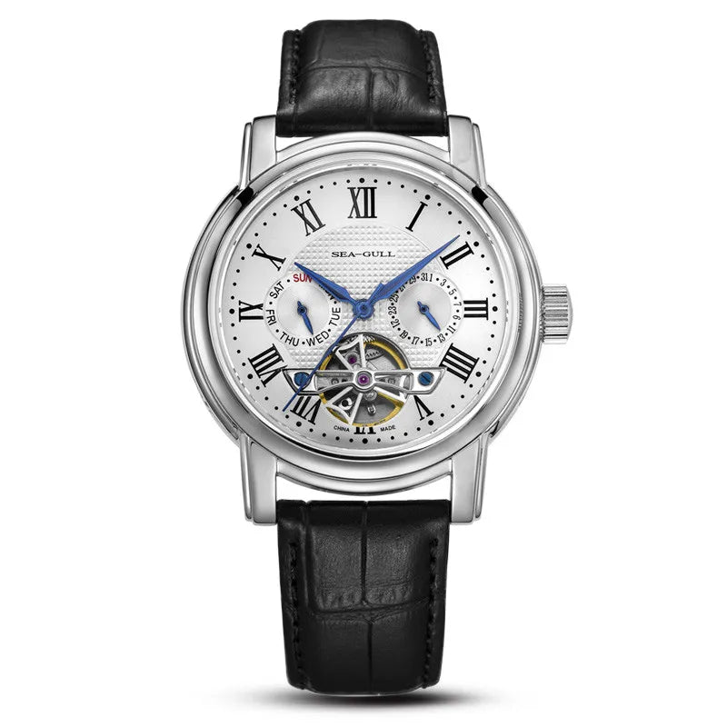 Sea-Gull Luxury Mechanical Watch For Men Leather Strap Waterproof