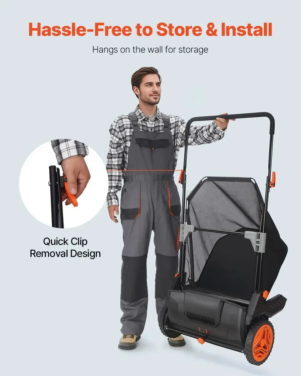 Push Lawn Sweeper Leaf And Grass Collector With Durable Steel