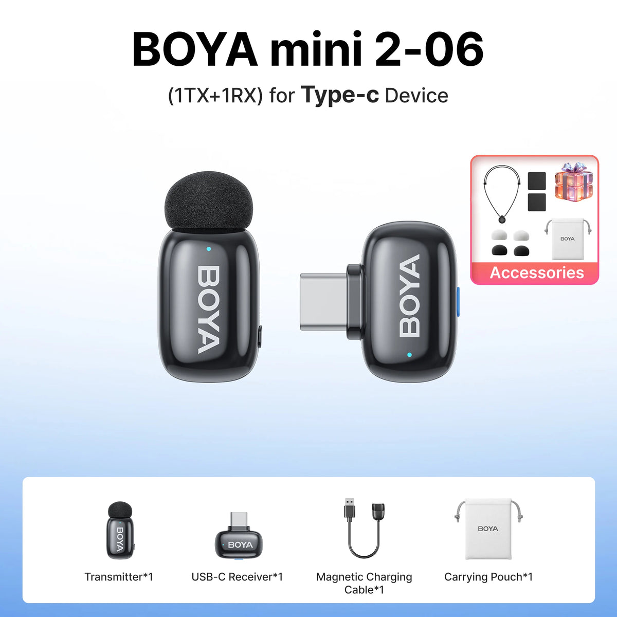 BOYA Mini 2 Wireless Lavalier Microphone With AI Noise Reduction