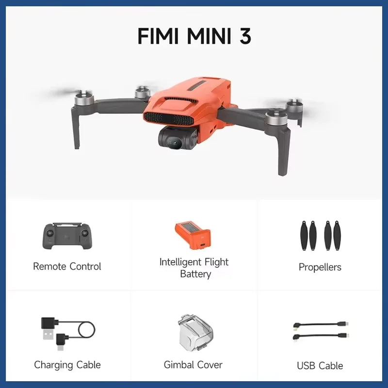 FIMI MINI 3 New Camera Drone AI Super Night Video Drone with 4k Professional Camera Strong Wind Resistance RC Quadcopter