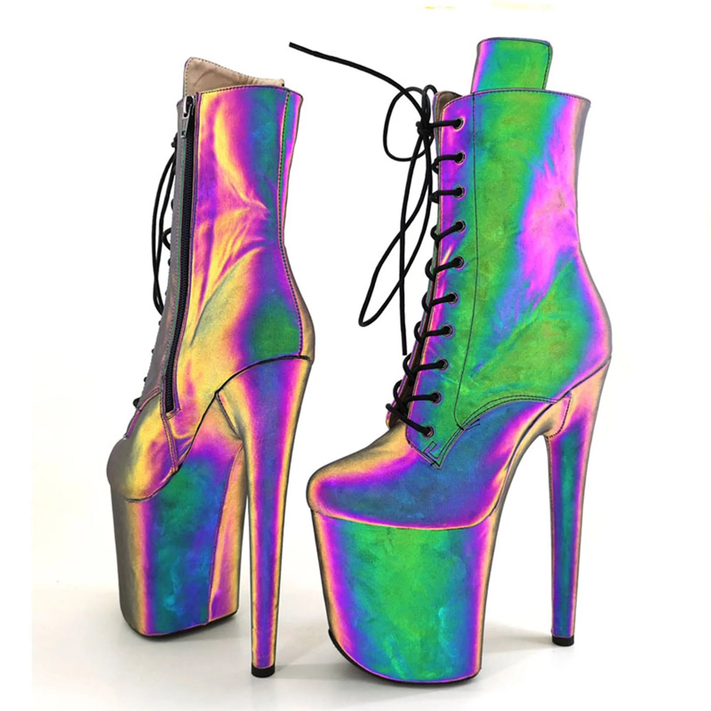 WUXIN H&P Women's 8in Stripper Heels Boots,Pole Dance Ankle Boots Shoes 20cm Platform Stiletto Exotic Heel