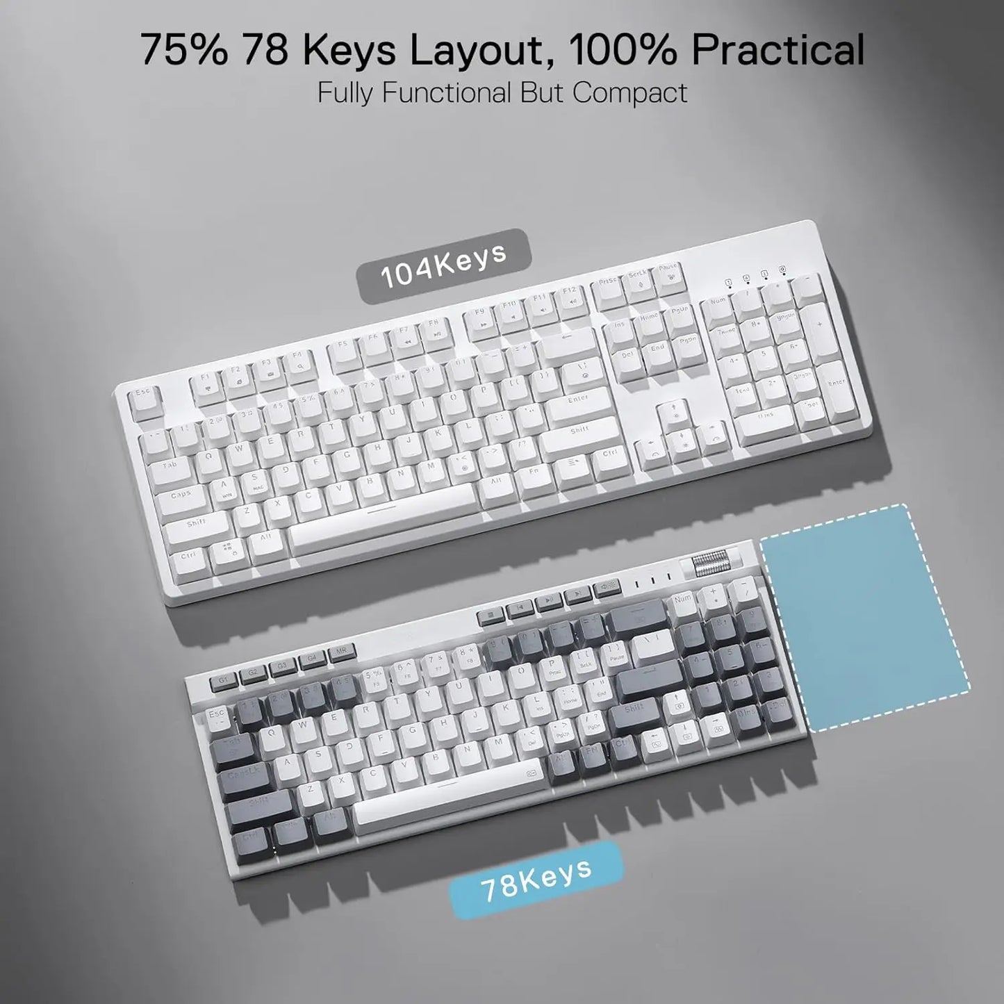 Redragon K655 Mechanical Gaming Keyboard With Hot Swap 78 Keys