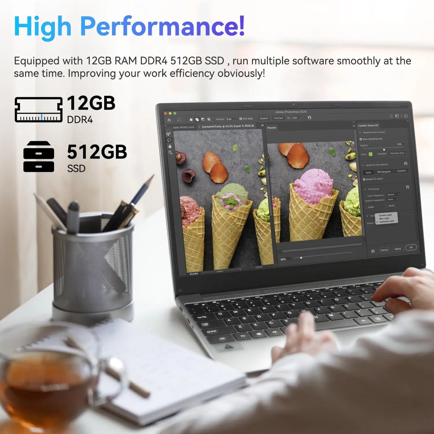 15.6 Inch Laptop 12GB DDR4 512GB SSD Intel N5095 Processor IPS Display 1080P Windows11 38000mAh Battery Business & Home Laptop
