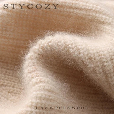 Stycozy Women's Wool Knitted Earflap Winter Hat Warm Beanie