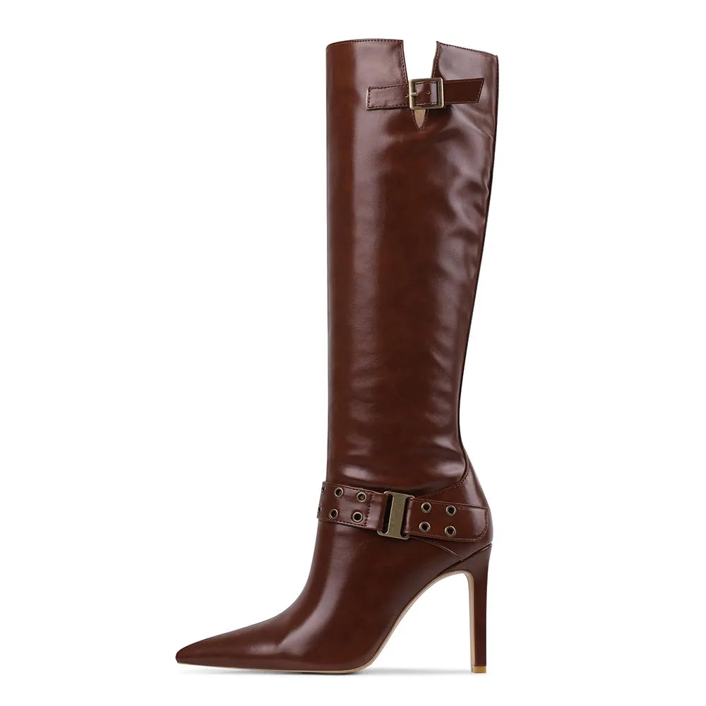 DoraTasia Modern Mid Calf Boots With Metal Decor Elegant Look