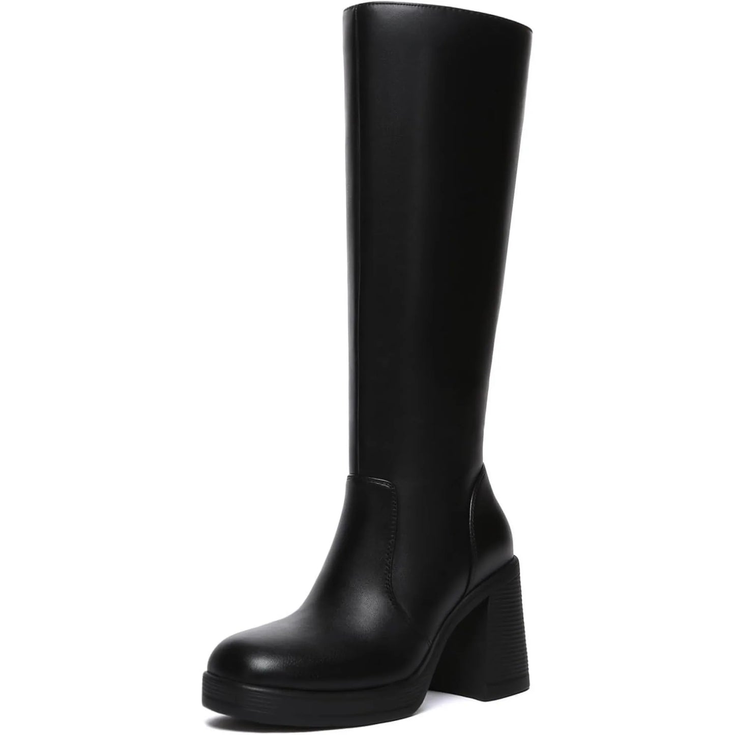Knee High Platform Boots For Women Square Toe Chunky Heel