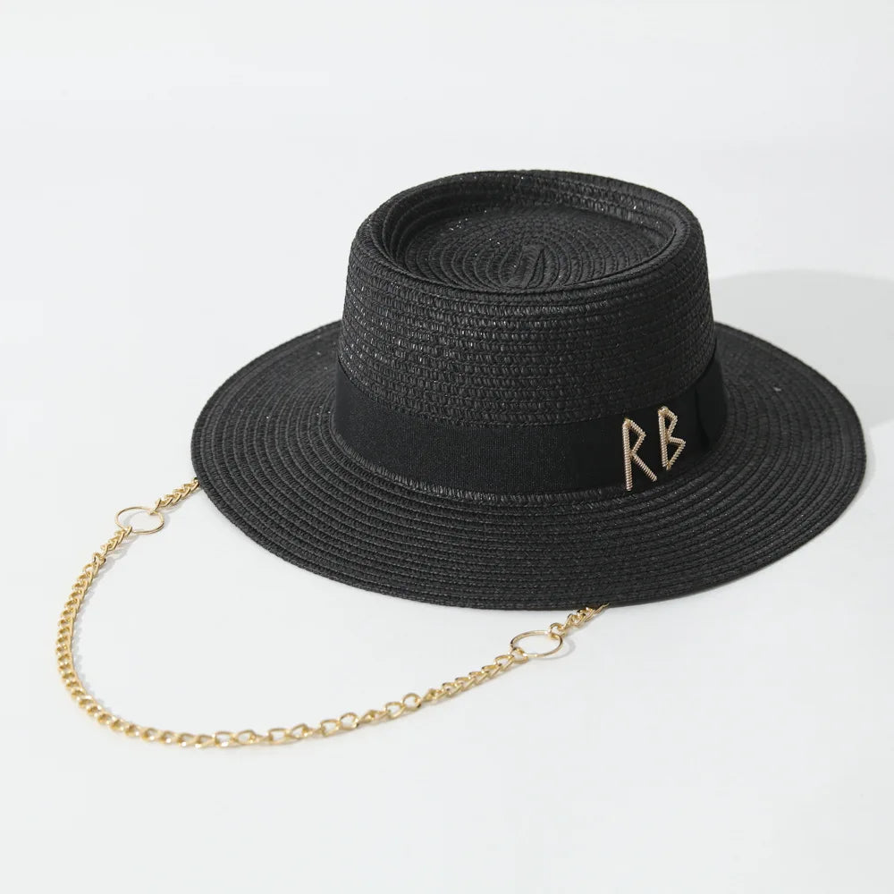 Women's Elegant Straw Sun Hat With Ribbon For Beach Travel