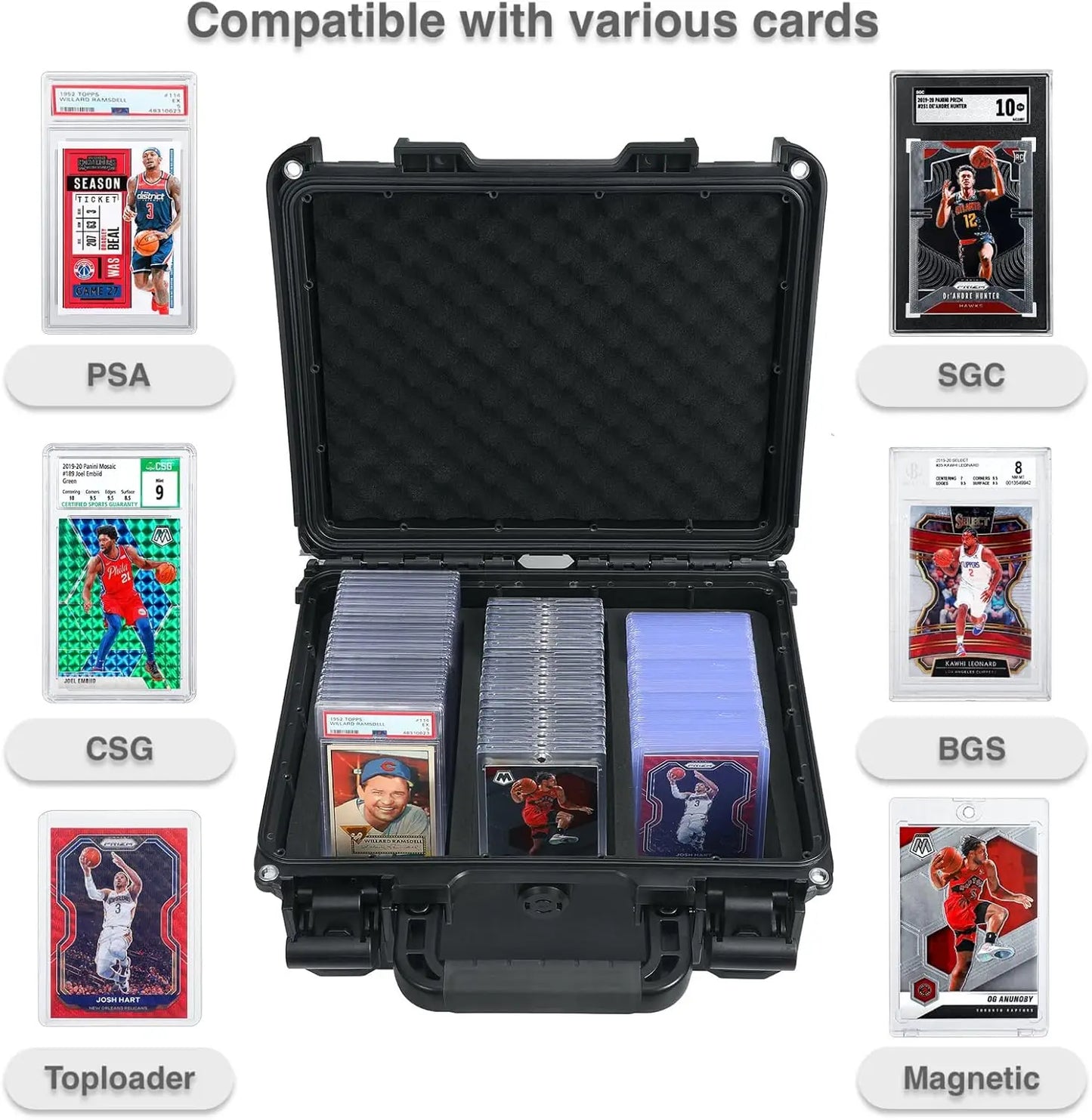 Waterproof Card Storage Box Holds 102 Slabs, Sports Trading Case with Lockable Design for Magnetic Cards