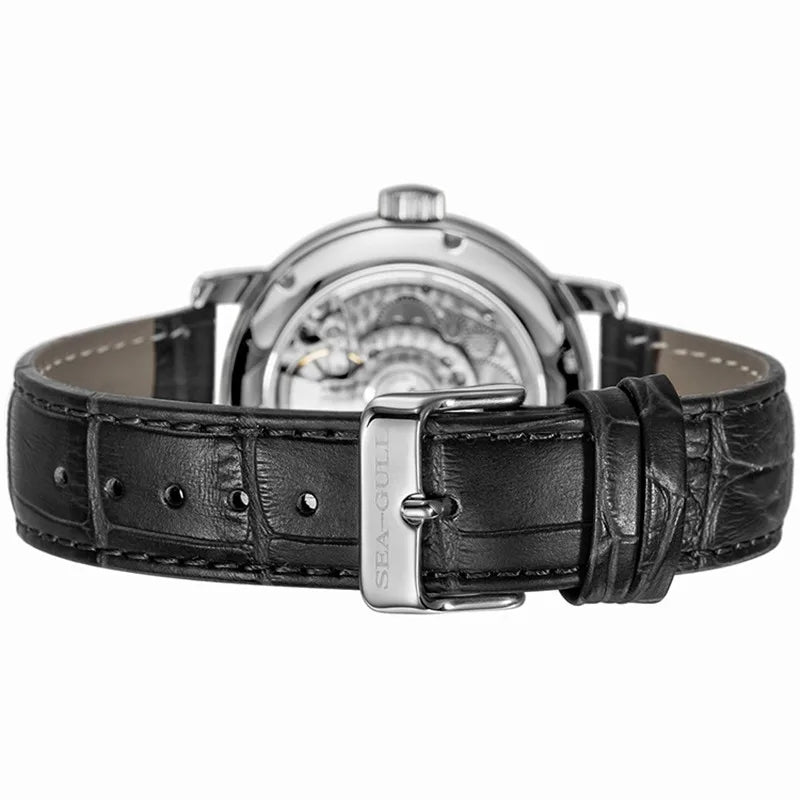 Sea-Gull Luxury Mechanical Watch For Men Leather Strap Waterproof