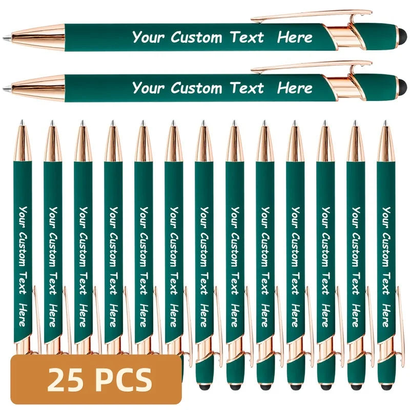25PCS Personalized Metal Ballpoint Pens Set Customizable Multifunctional Writing Tools for School Office Ideal Gifts Set