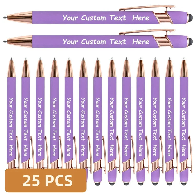25PCS Personalized Metal Ballpoint Pens Set Customizable Multifunctional Writing Tools for School Office Ideal Gifts Set