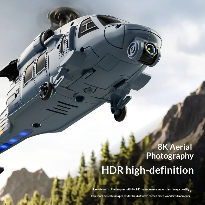 4DRC L2 RC Helicopter 8K Aerial Camera Builtin Screen Remote Control 6Axis Gyro Single Blade Black Hawk Apache Military For Boys