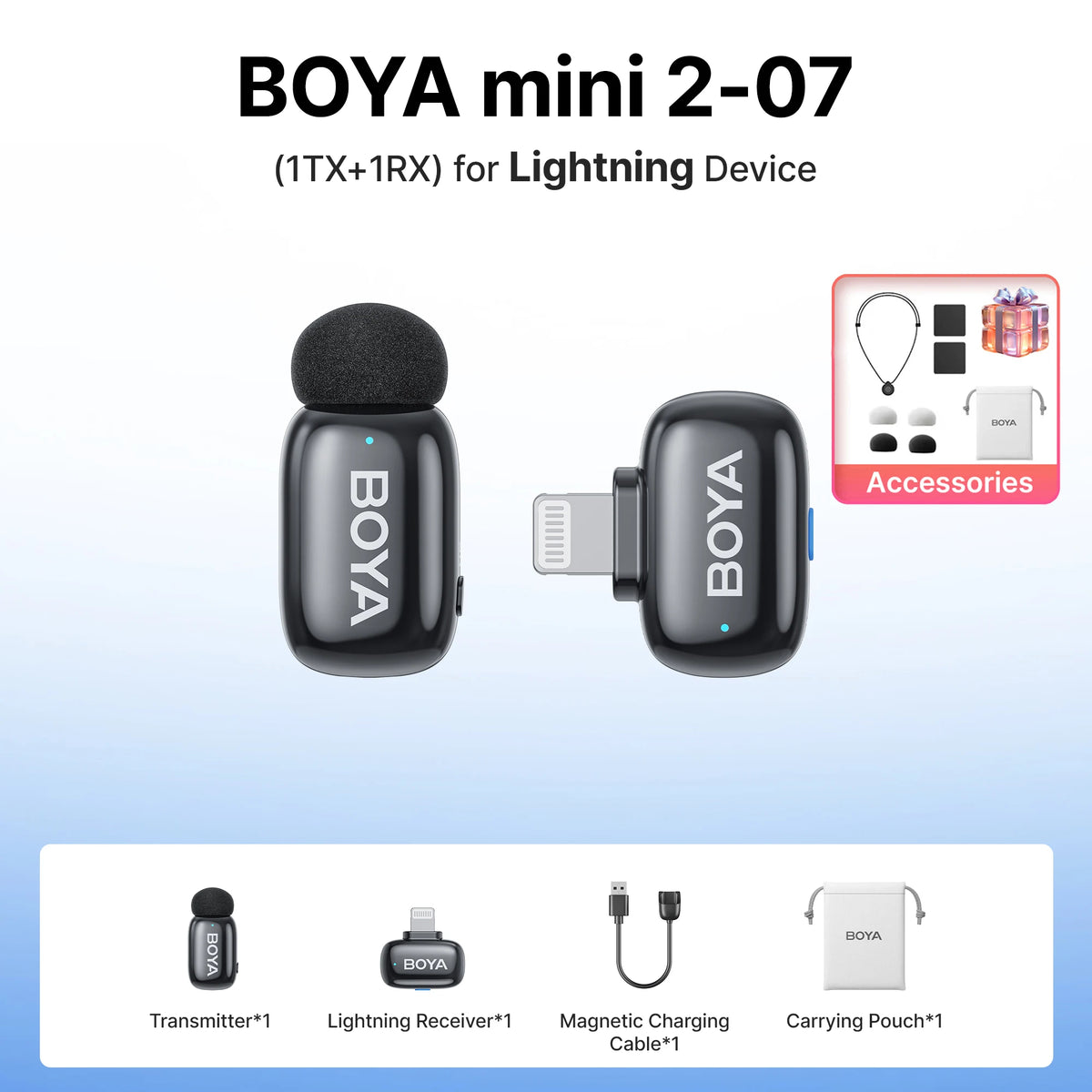 BOYA Mini 2 Wireless Lavalier Microphone With AI Noise Reduction