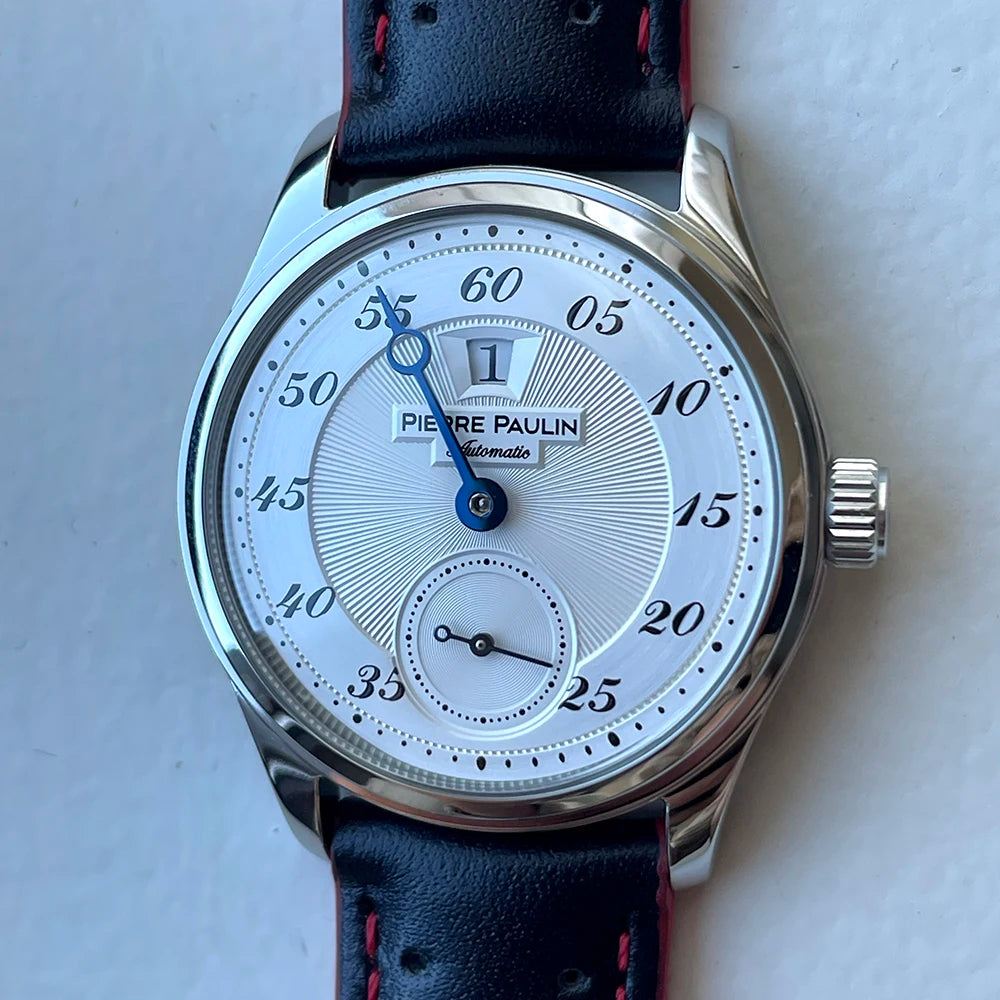 Merkur Jumping Hour Automatic Mens Watch Leather Stainless Steel