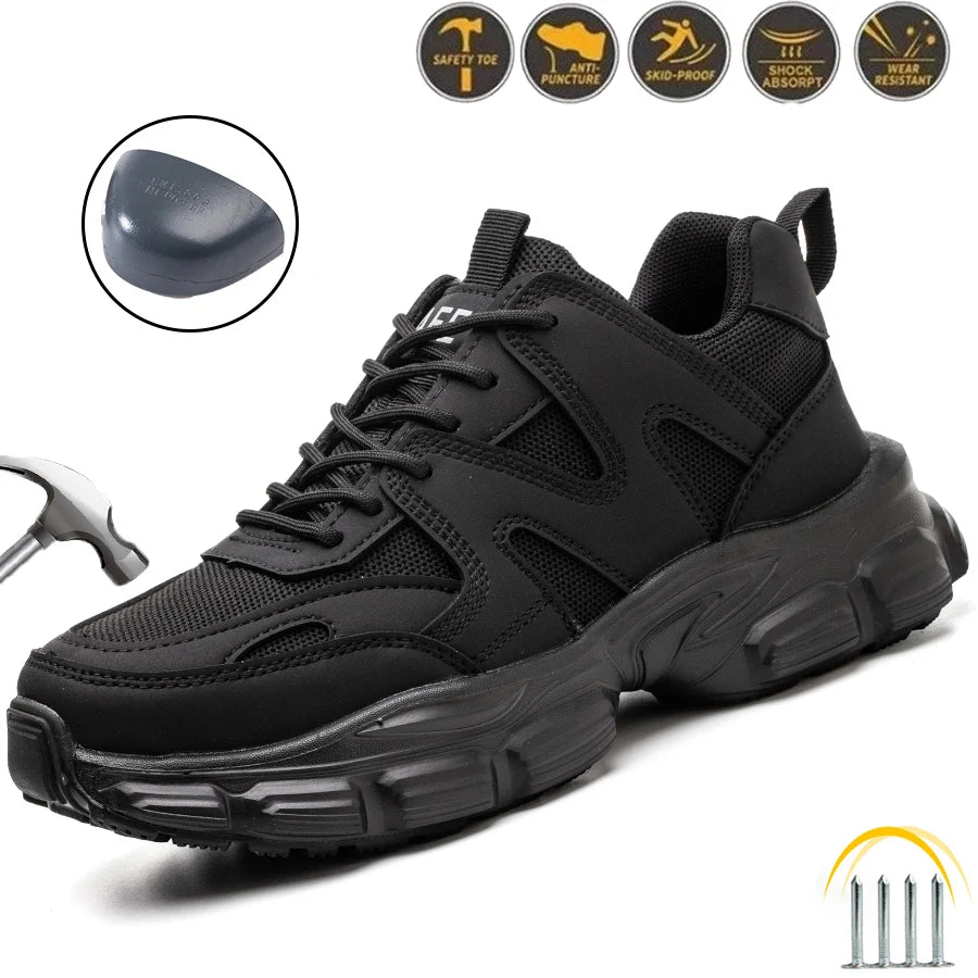 Women Safety Shoes Steel Toe Anti- Crush Lightweight Comfortable Anti- Slip Slip- Resistant Work Boots for Factory Floor