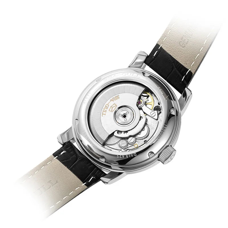 Sea-Gull Luxury Mechanical Watch For Men Leather Strap Waterproof