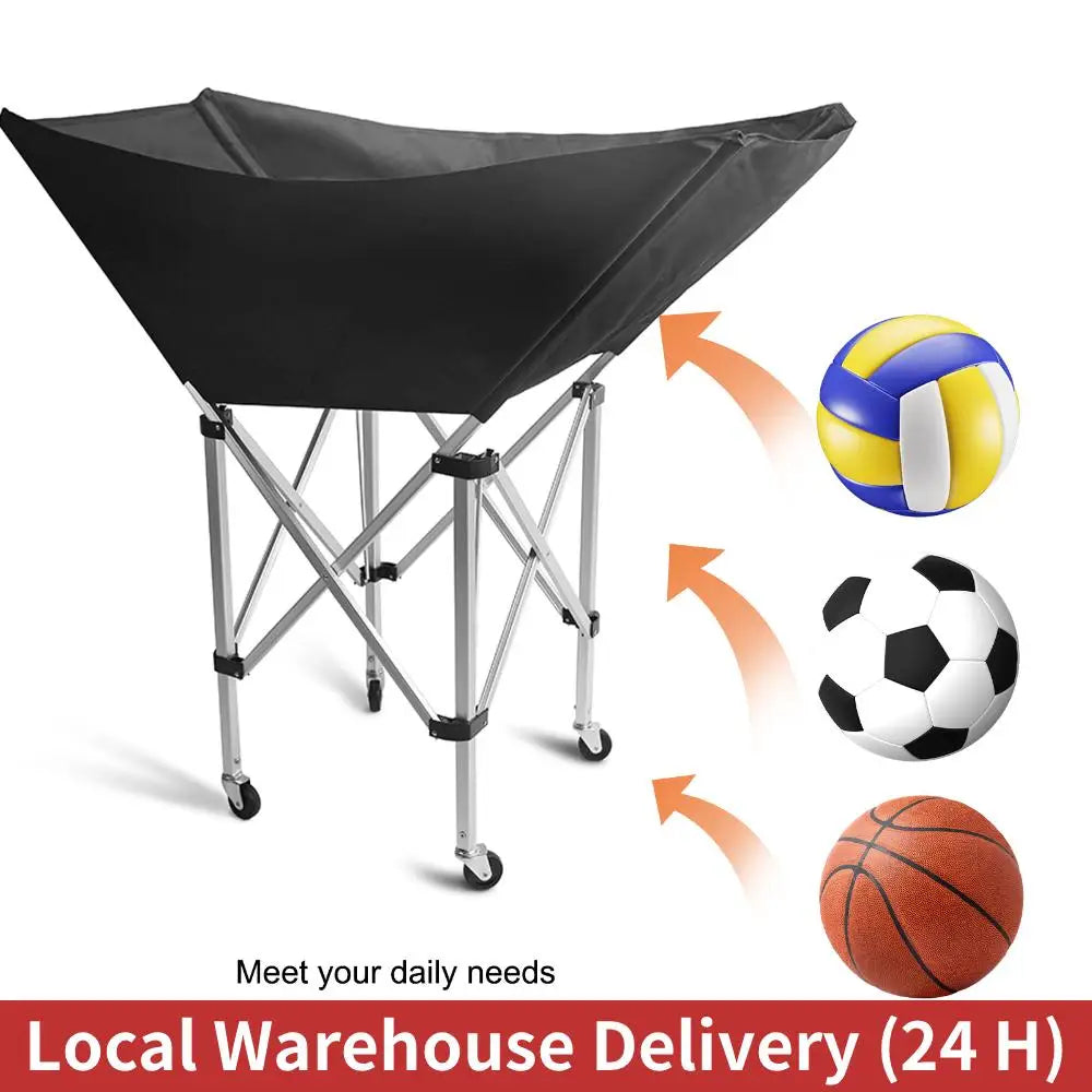 Collapsible Hammock Ball Cart with Wheels Volleyball Cart Volleyball Training Equipment Ball Holder for Volleyball Basketball