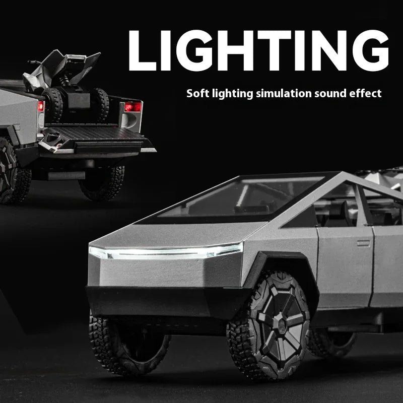 Cyber Truck Pickup Trailer RV Metal Alloy Toy Car Model Die-Casting Off-Road Vehicle Men's Gift Collection Truck Ornaments