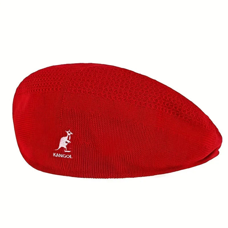 Kangaroo Beret Hat Women's Retro British Korean Trendy Painter Cap Summer Spring Animal Pattern Embroidery Versatile Fashion Hat