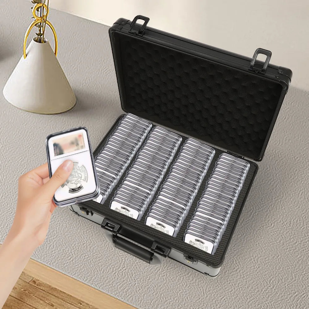 Coin Storage Box Coin Slab Case Trading Card Storage Box  Coin Holder Display Case Coin Collection Supplies Black
