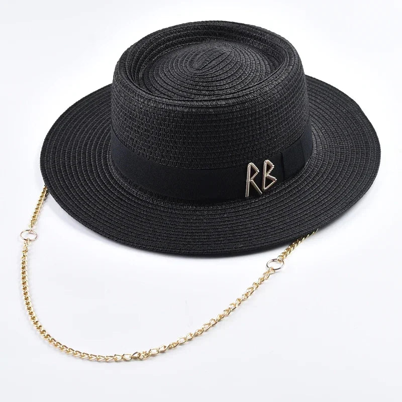 Women's Elegant Straw Sun Hat With Ribbon For Beach Travel