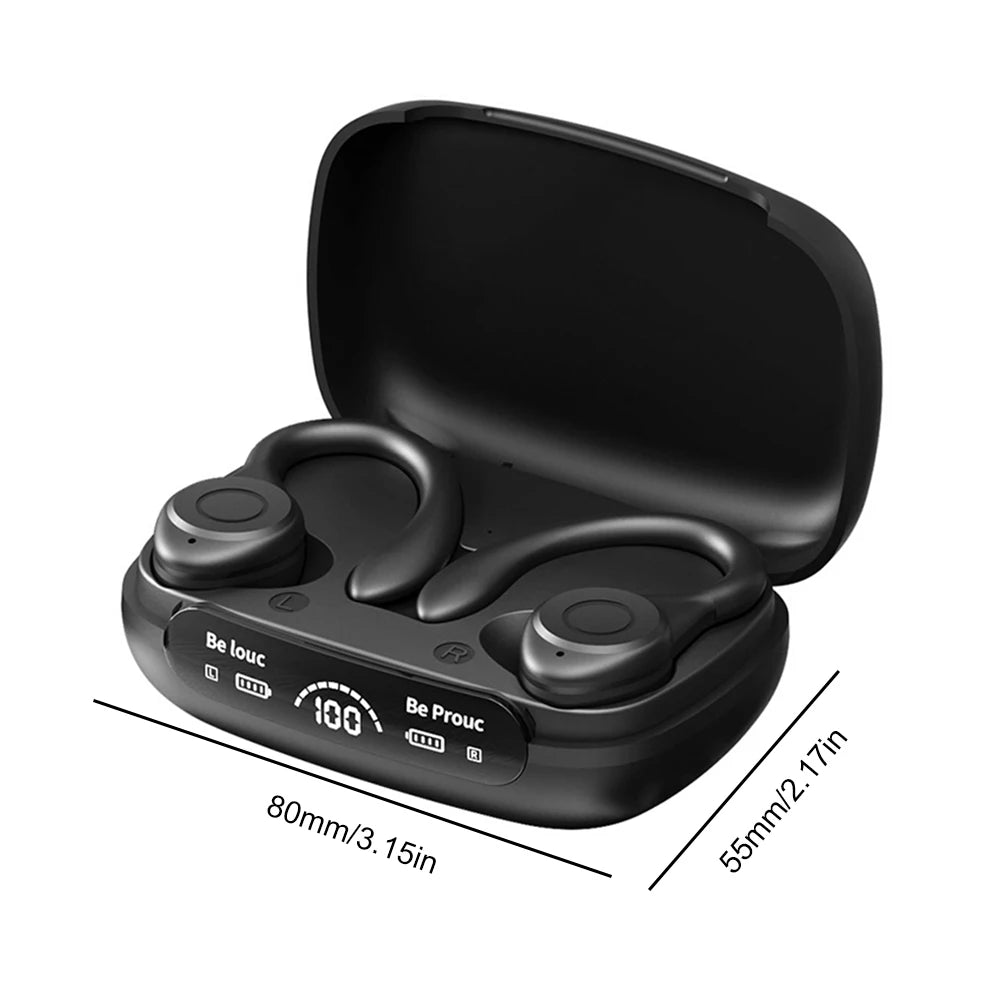 HiFi Stereo Headphones Ear Hook Waterproof Gaming Earphones Bluetooth-Compatible5.3 Power Display Comfortable for Sports Running