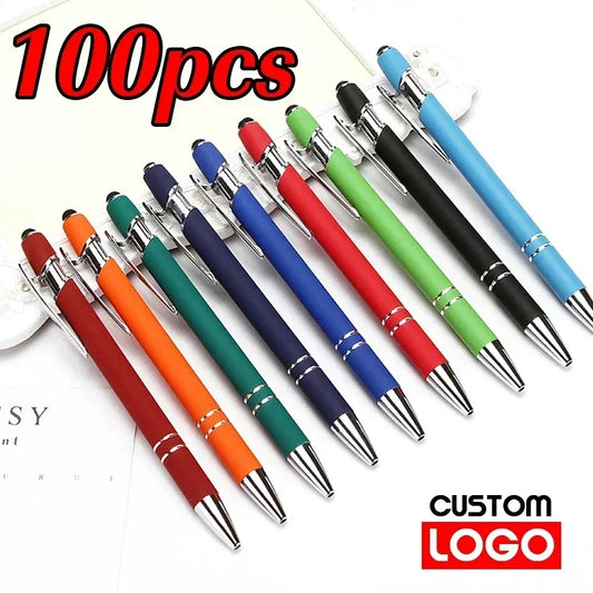Pack Of 100 Free Logo Metal Capacitive Stylus Ballpoint Pens