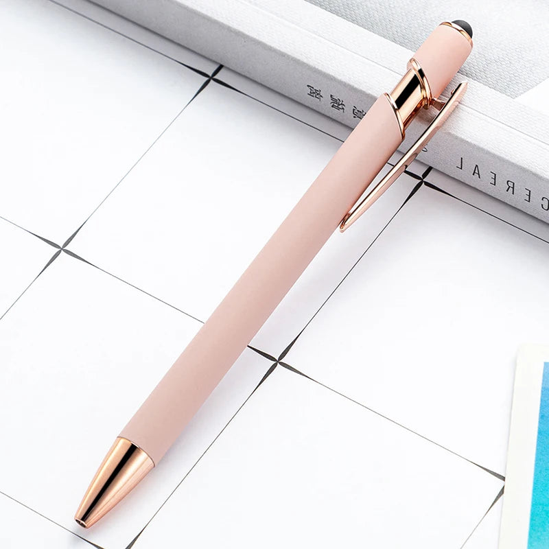 100 Pcs Light - Metal Capacitive Universal Touch Screen Stylus Ballpoint Pen Free Custom Logo Writing Stationery Office Gifts
