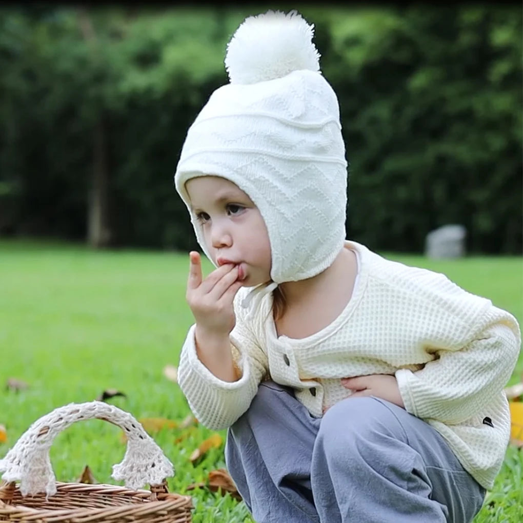 Baby Warm Hat Fleece Lined Infants Toddlers Kids Autumn Outdoor Game Thermal Caps Comfortable Mittens for Boys