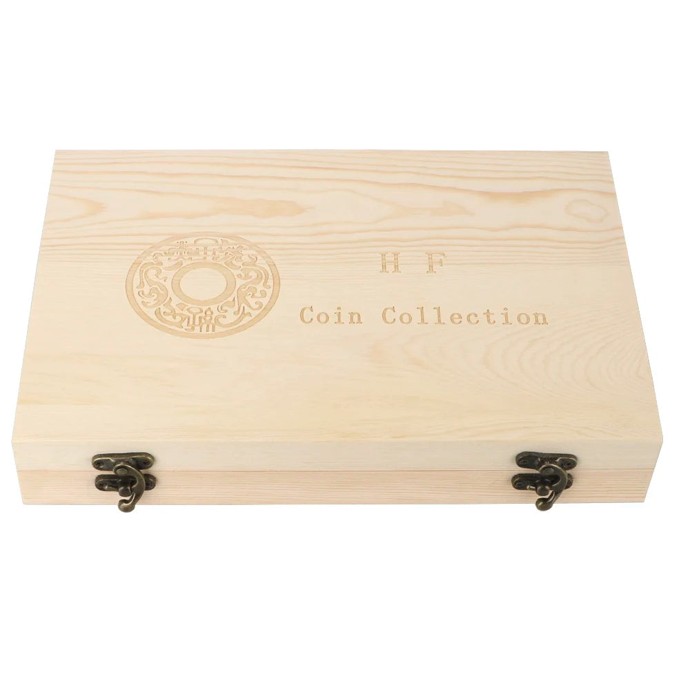 Wooden Coin Storage Box Adjustable Pad Holds 20 To 100