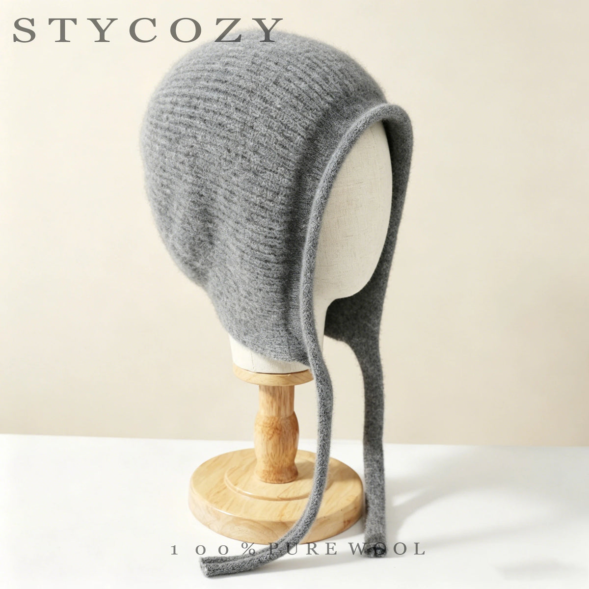Stycozy Women's Wool Knitted Earflap Winter Hat Warm Beanie