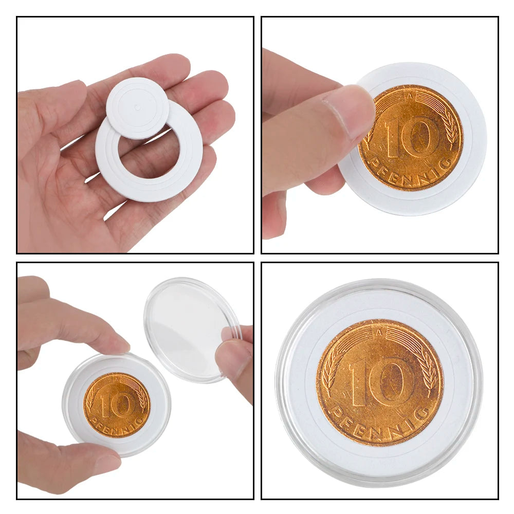 Wooden Coin Storage Box Adjustable Pad Holds 20 To 100