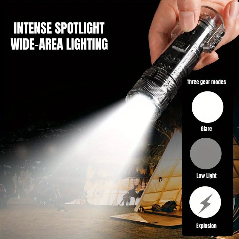 Transparent Cylindrical Electronic Pulse Lighter Flameless Arc Lighter with Flashlight Type-C Windproof Plasma Lighter Mens Gift