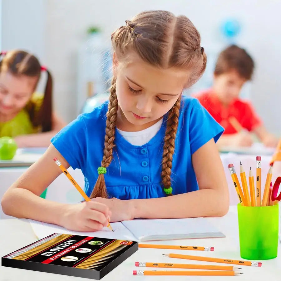 50 Pack Pencils 2PreSharpened HB Pencil Bulk with Top Erasers, Great Set for Office, School, and Classroom Supplies