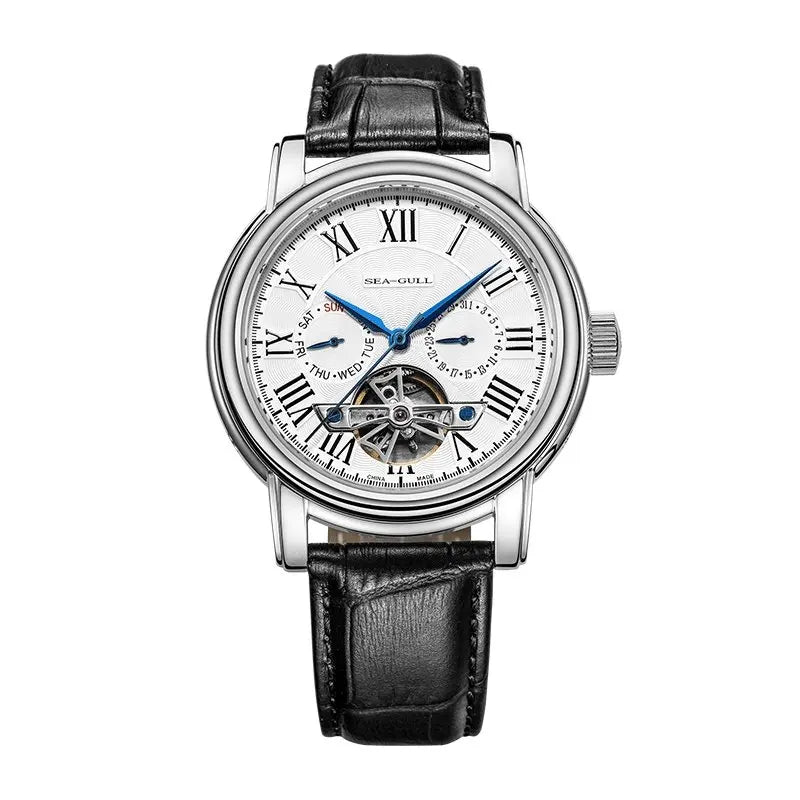 Sea-Gull Luxury Mechanical Watch For Men Leather Strap Waterproof