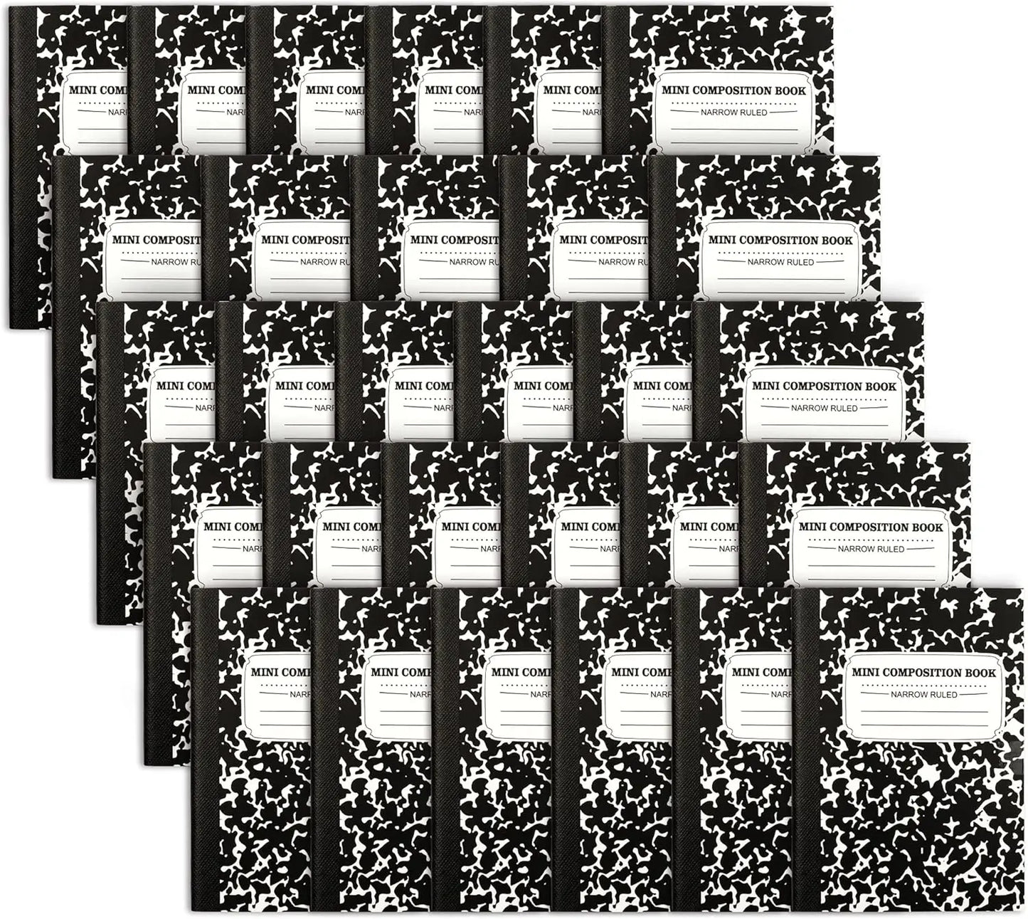 Cute Mini Composition Notebooks, 30 Pack Black Narrow Ruled Pocket Size for Kids Students Office