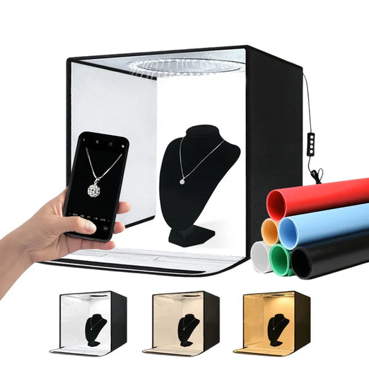 Portable LED Photo Studio Light Box With Backdrops For Photography