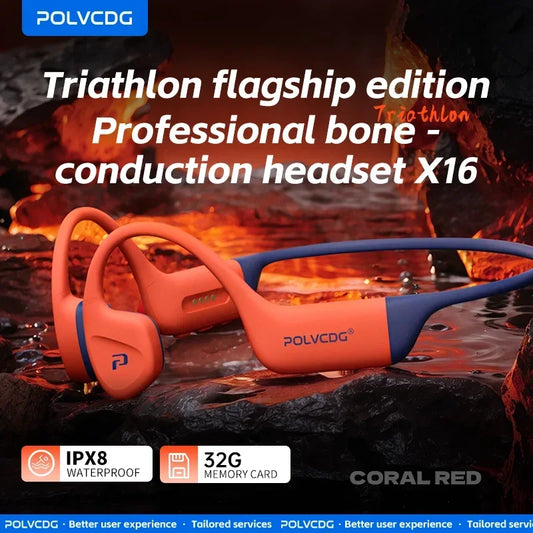 POLVCDG Bone Conduction Swimming Earphones IPX8 Waterproof Bluetooth 32GB Memory