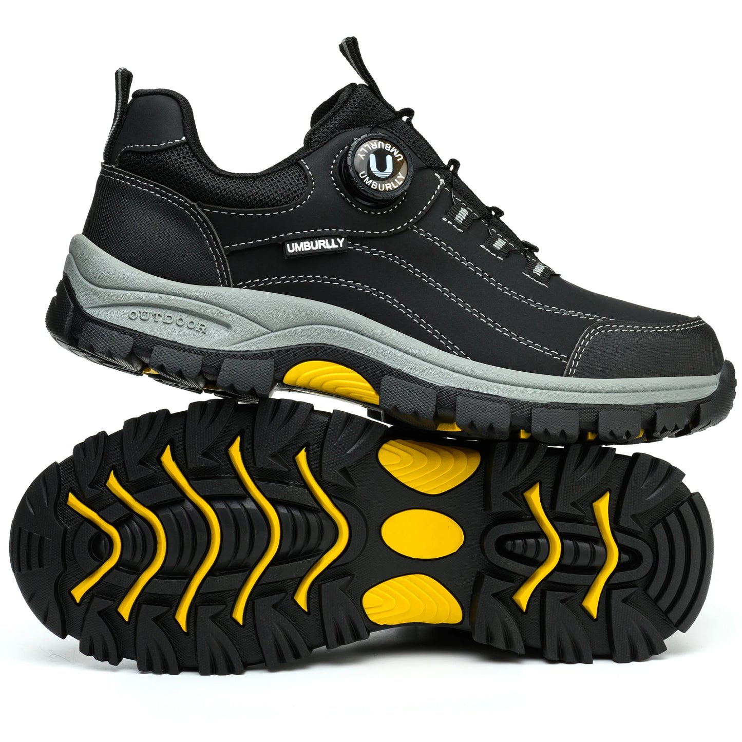 Men's Safety Shoes Steel Toe Anti-smash Anti-puncture Kevlar Midsole Slip-resistant Side Buckle Work Shoes