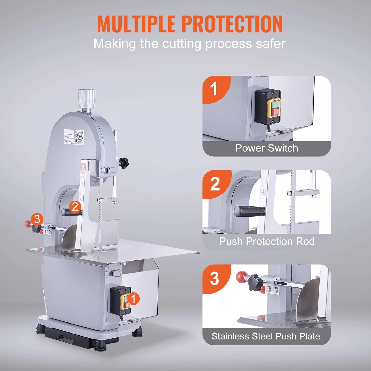 SucceBuy Electric Bone Cutting Sawing Machine Automatic Commercial Tabletop Stainless Steel Bandsaw Bone Cutter for Home Kitchen