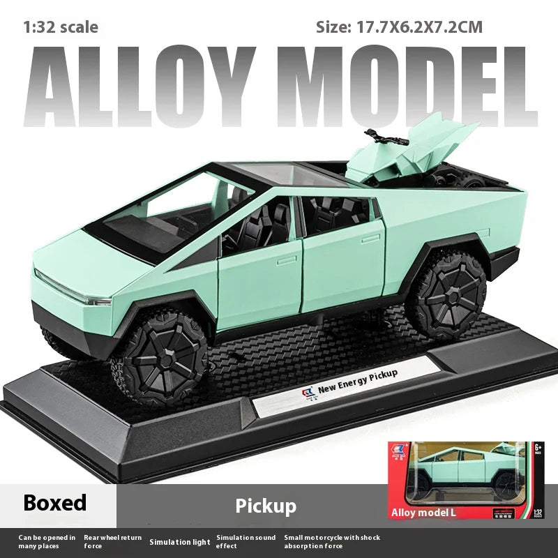 Cyber Truck Pickup Trailer RV Metal Alloy Toy Car Model Die-Casting Off-Road Vehicle Men's Gift Collection Truck Ornaments