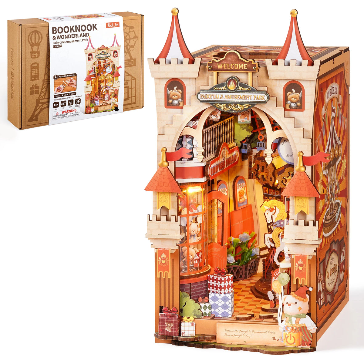 Rolife Fairytale Amusement Book Nook DIY Kit with LED Light