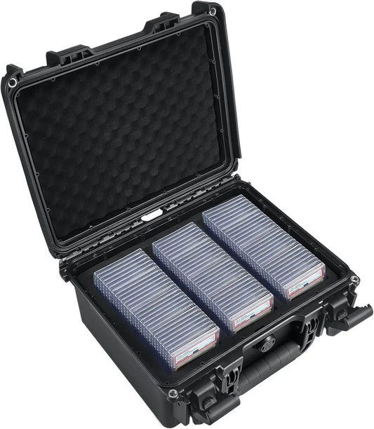 Waterproof Card Storage Box Holds 102 Slabs, Sports Trading Case with Lockable Design for Magnetic Cards
