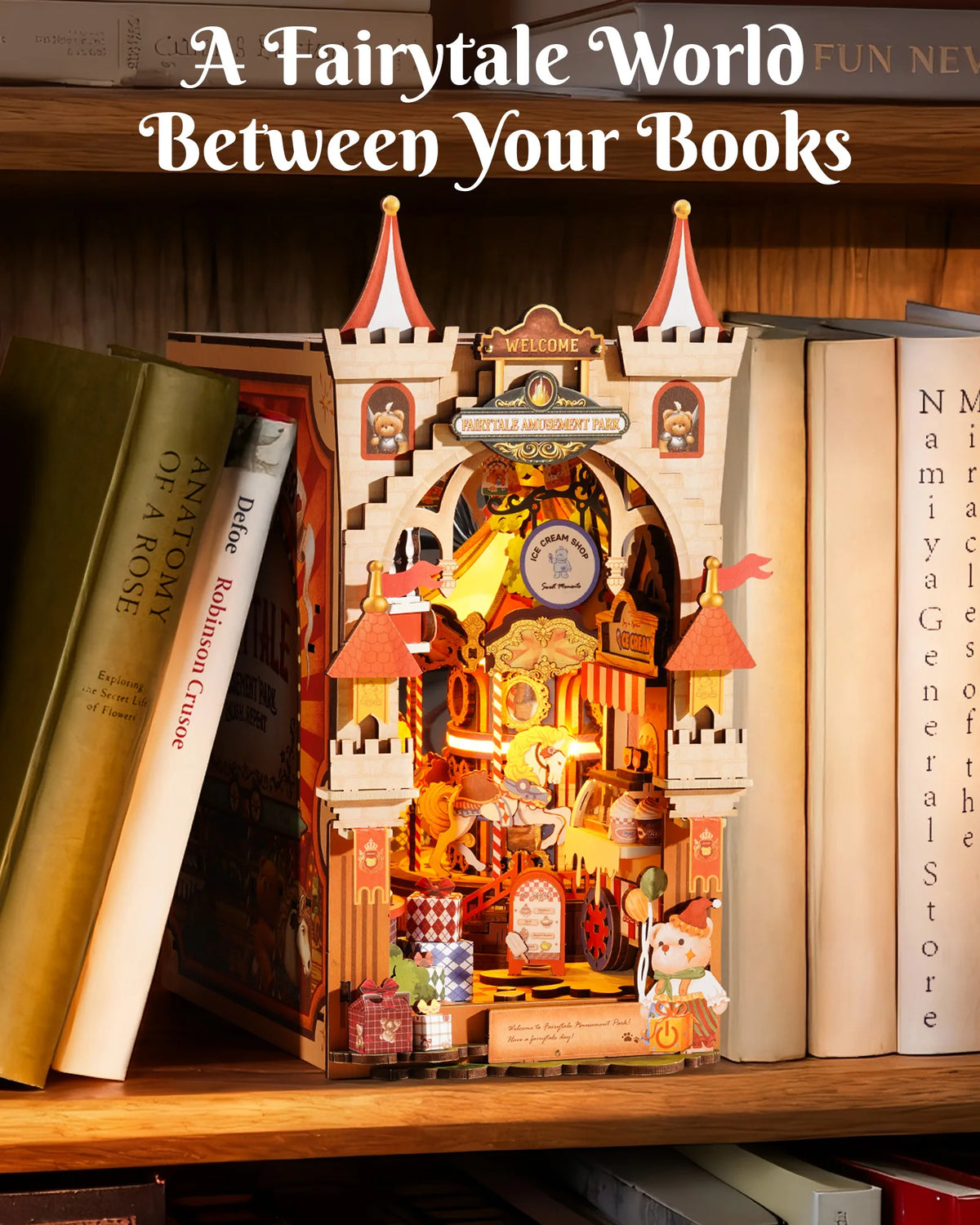 Rolife Fairytale Amusement Book Nook DIY Kit with LED Light